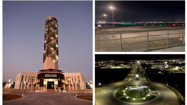 "Engalanan" al AIFA: iluminan al aeropuerto con la bandera mexicana (VIDEOS)