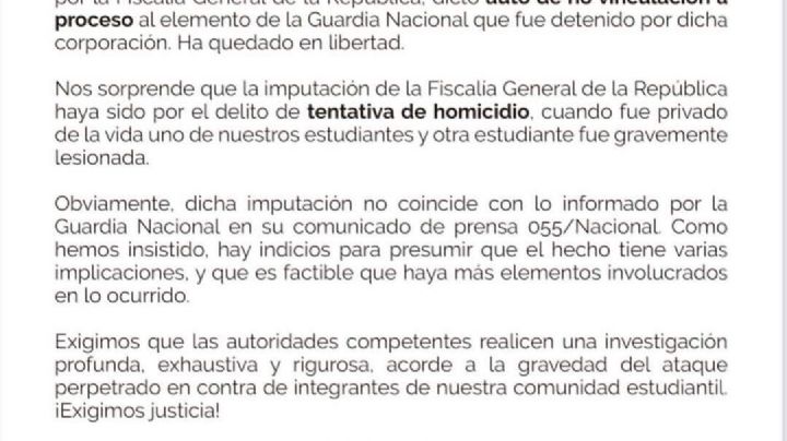 Liberan a elemento de la Guardia Nacional que disparó contra estudiante de la UG