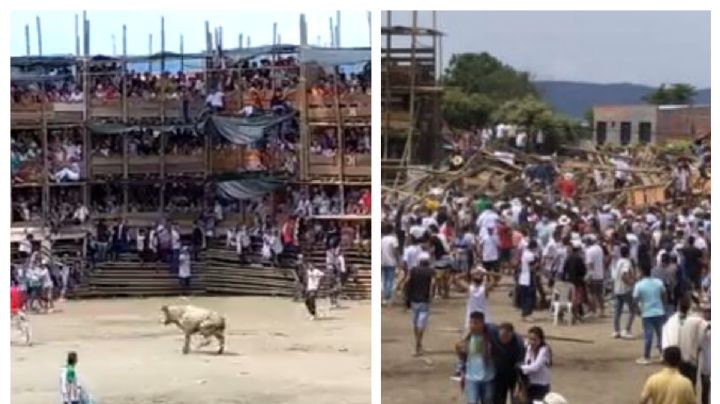 (VIDEOS) Colapsa plaza de toros en Colombia: hay 4 muertos y decenas de heridos