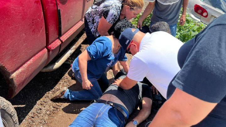 Reaniman cadetes del Isspe a ciudadano durante accidente automovilístico en Bácum