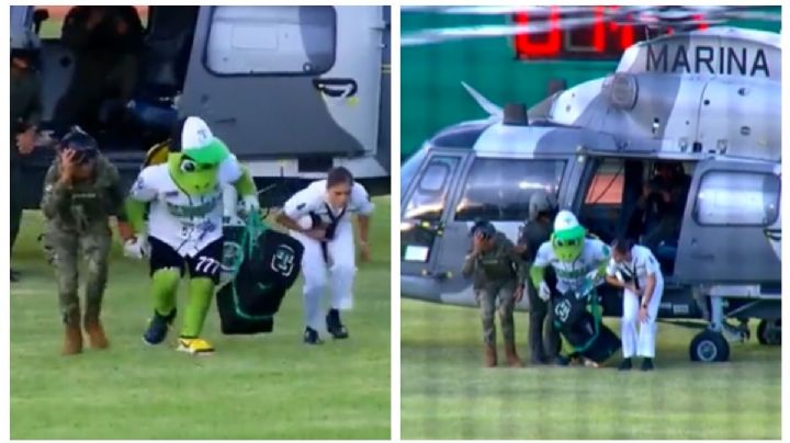 Marina da ‘aventón’ en helicóptero a mascota de equipo de beisbol en Tabasco