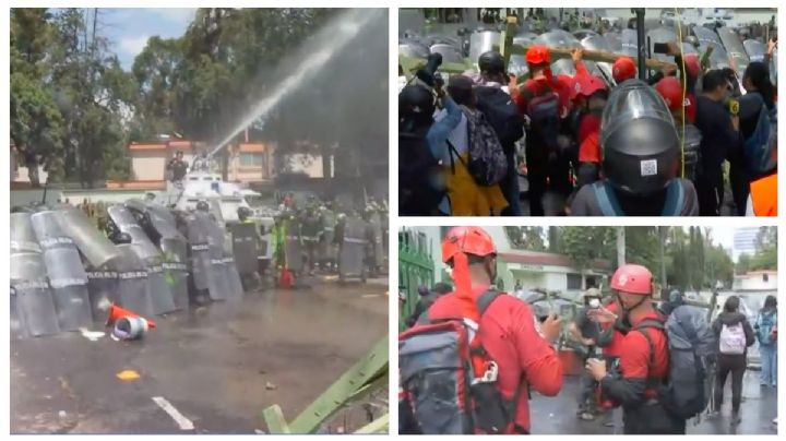 (FOTOS) Protesta por Ayotzinapa: encapuchados lanzan cohetones en Campo Militar 1