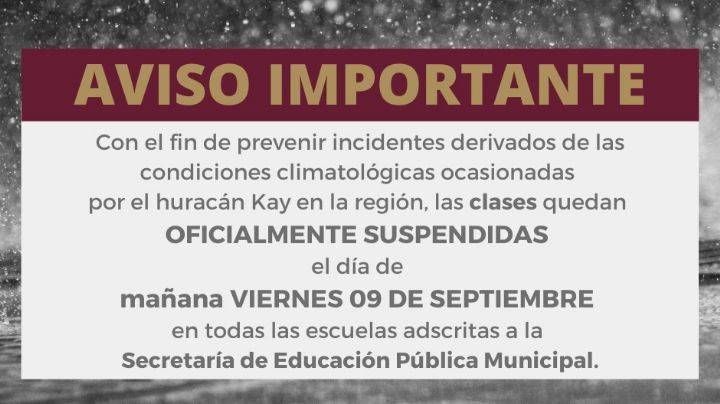 Lluvias en Tijuana: Se suspende clases por "Kay", en escuelas municipales