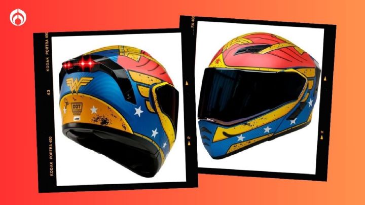 Elektra remata hermoso casco con diseño de La Mujer Maravilla y certificación DOT