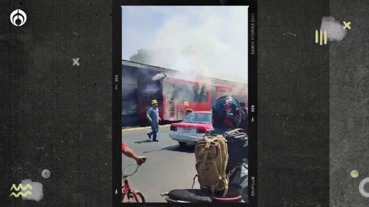 (VIDEO) Arde unidad del Metrobús en la estación UPIICSA en Iztacalco