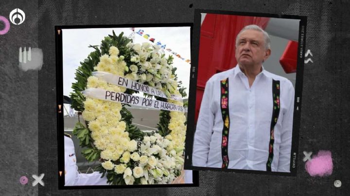 AMLO honra a marinos fallecidos por Otis; lanza corona de flores al mar (VIDEO)