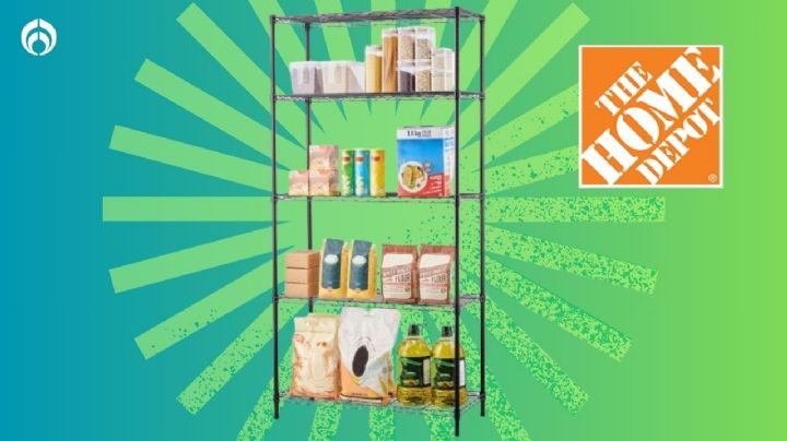 Home Depot rebaja estante de 5 niveles con acabado metálico, gran soporte ¡y fácil de armar!