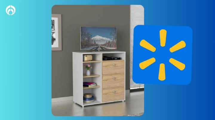 Walmart remata mueble para tele con cajones y espacio para decoraciones