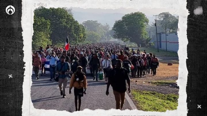 Caravana migrante protesta en sede del Instituto de Migración en Chiapas