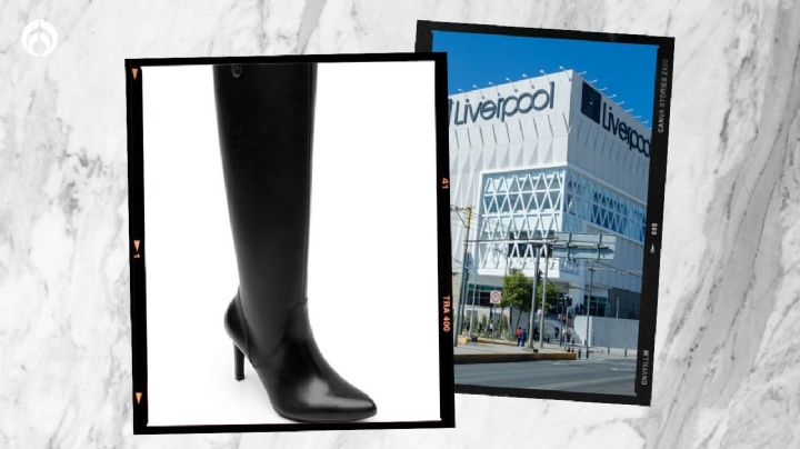 Liverpool rebaja elegantes botas altas de piel y con tacón de Flexi