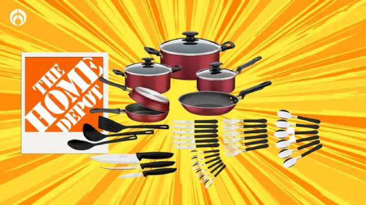 Home Depot remata la batería de cocina Tramontina de 38 piezas; antiadherente y fácil de limpiar