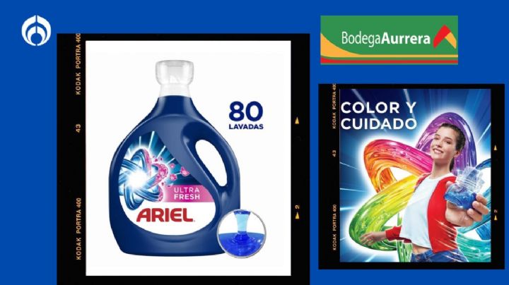 Bodega Aurrera tiene económico el detergente líquido Ariel Ultra Fresh de 5 litros que rinde 80 lavadas