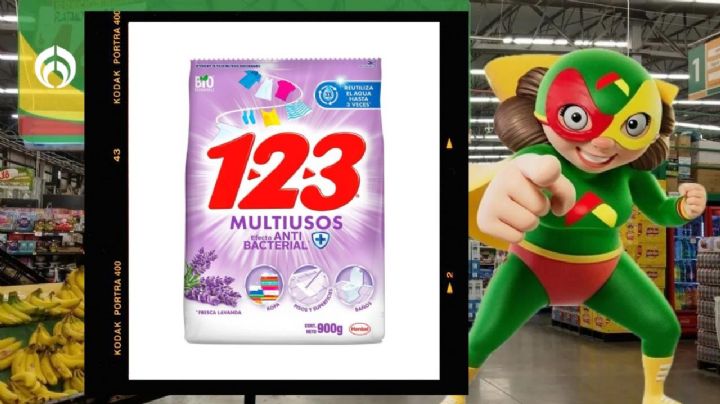 Bodega Aurrera tiene en promoción el detergente en polvo 1-2-3 multiusos
