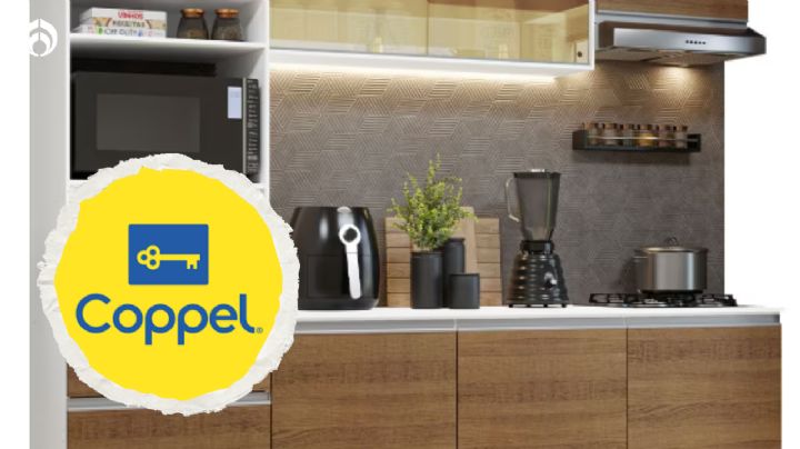 Coppel remata elegante mueble de cocina integral fácil de colocar e ideal para espacios pequeños