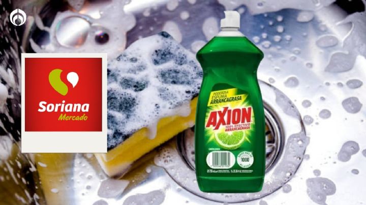 Soriana vende baratísimo el jabón lavatrastes Axion Limón, también te lo puedes llevar GRATIS