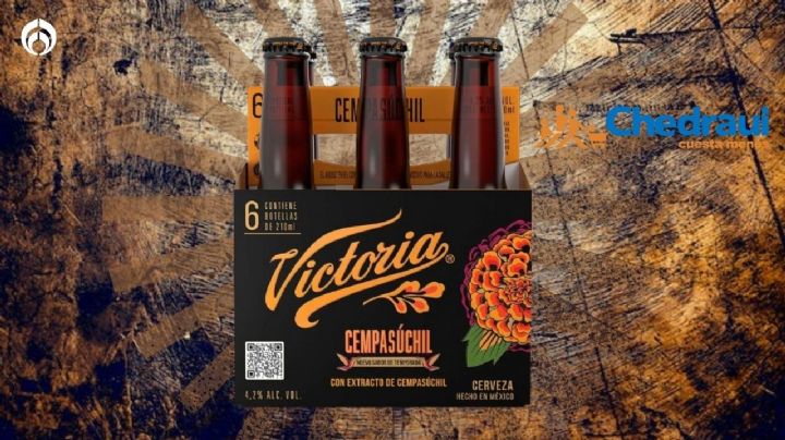 Chedraui tiene en 30 pesitos el six pack de cerveza Victoria edición especial "Cempasúchil"