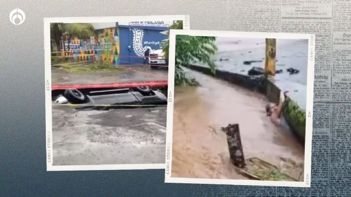 Lluvias golpean a Veracruz: familia cae en socavón y arroyo se lleva a hombre (VIDEOS)