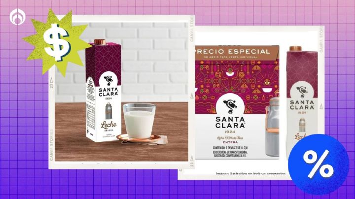 Bodega Aurrera remata la caja de leche Santa Clara que es pura de vaca y cremosita