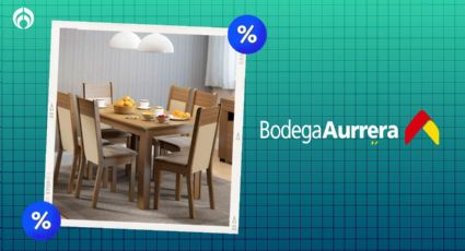 Bodega Aurrera remata comedor para 6 personas en elegante color perla; ideal para casas pequeñas