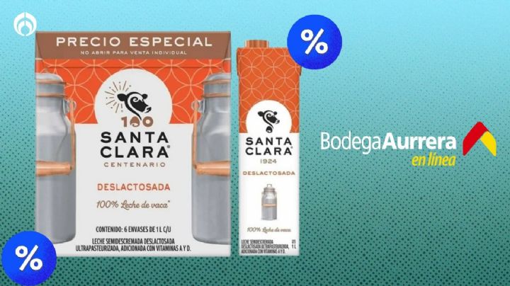 Aurrera desploma precio de caja de leche Santa Clara deslactosada, adicionada con vitaminas A y D