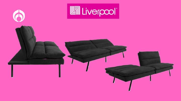 Liverpool baja a mitad de precio este elegante sofá cama de material super resistente