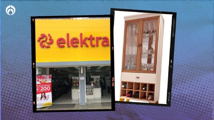 Elektra: elegante vitrina de estilo moderno con espacio para botellas tiene 5,000 pesos de rebaja