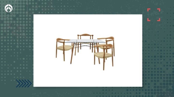 Liverpool deja baratísimo elegante comedor con mesa de cristal y sillas de madera
