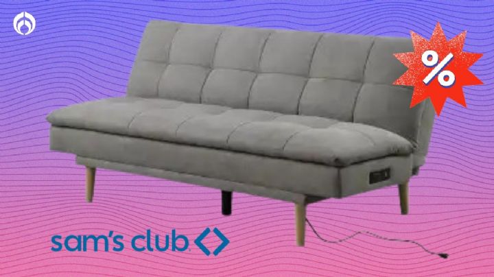 Sam's Club rebaja futón reclinable de 3 posiciones con USB incluído y patas de madera maciza