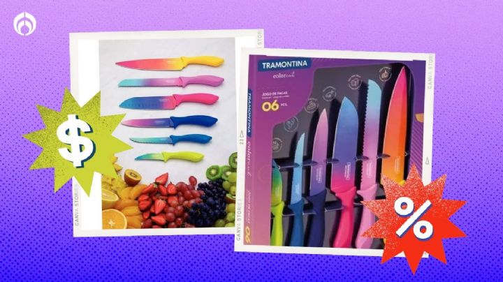Walmart remata set de 6 cuchillos Tramontina con revestimiento térmico y mango antimicrobiano