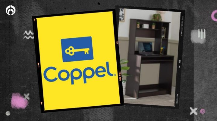 Coppel remata escritorio de madera con portateclado deslizable para espacios pequeños