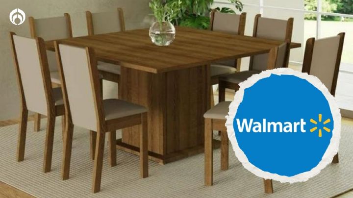 Walmart remata sofisticado comedor de madera con 8 sillas acolchadas