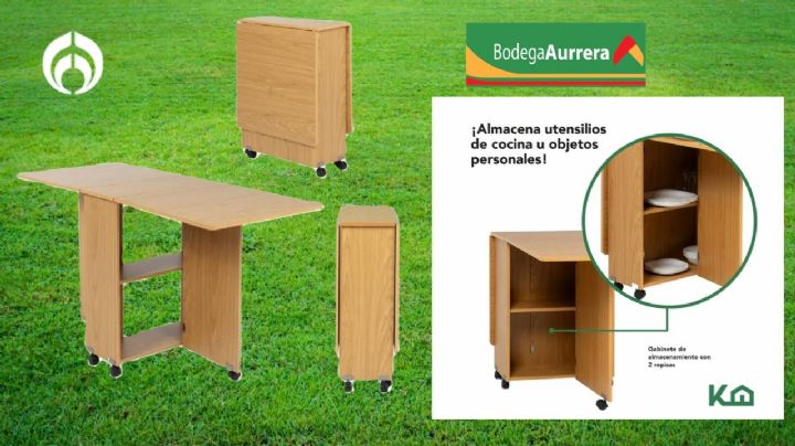 Bodega Aurrera vende ‘regalada’ esta mesa plegable, para comedor o negocio ¡con espacio para guardar cosas!