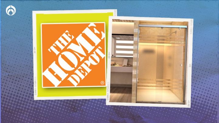 Home Depot remata elegante cancel con cristal decorado para remodelar el baño