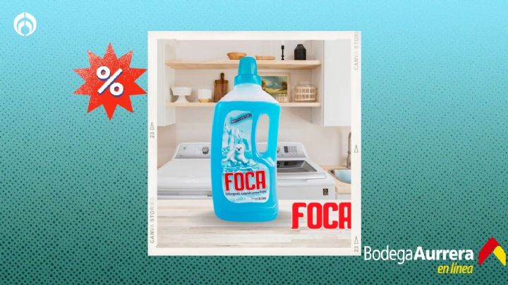 Bodega Aurrera remata detergente líquido FOCA para manchas difíciles en ropa blanca y de color