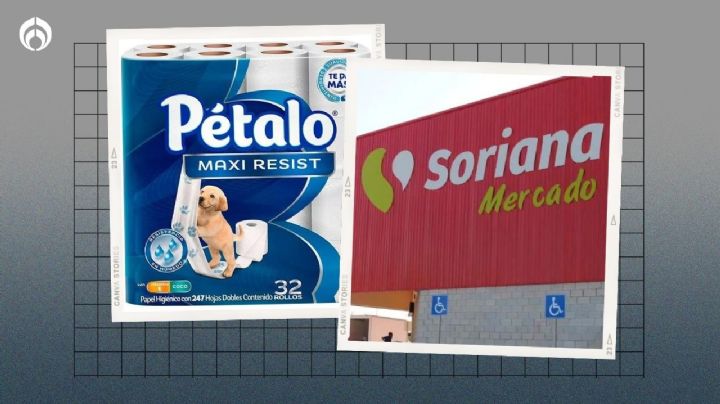 Soriana tiene barato el paquete de papel de baño Pétalo de 32 rollos con 247 hojas dobles