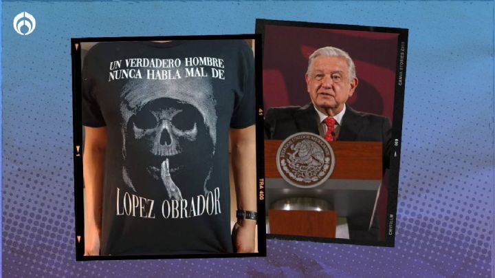 Meme de AMLO y la 'Santa Muerte' llega a la 'mañanera': esto dijo el presidente de las playeras