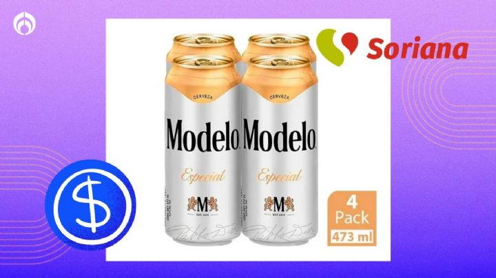 Cerveza Modelo Especial: Soriana remata pack de 4 latones para refrescarte y soportar el calor