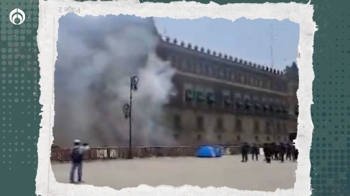 Petardean Palacio Nacional: Normalistas de Ayotzinapa lanzan cohetones a fachada del recinto (VIDEO)