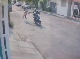 (VIDEO) Motociclista arrebata bolso a una mujer y la arrastra por la calle en Veracruz