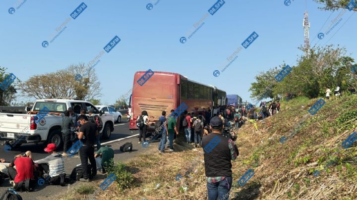 (VIDEO) Abandonan a más de 400 migrantes en tres camiones al sur de Veracruz