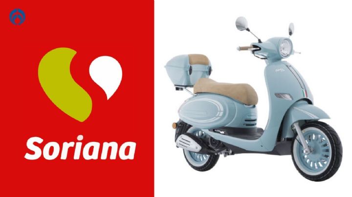 Soriana rebaja más de 9 mil pesos motoneta Italika en tono baby blue