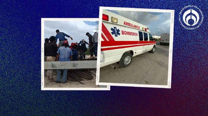 Accidente en Tren Maya: Torre de varillas aplasta a trabajadores; hay al menos dos lesionados
