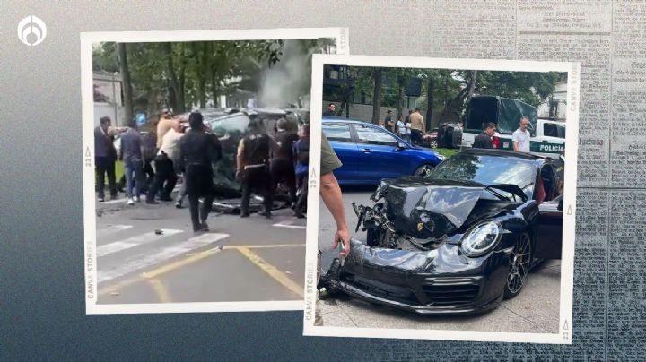 Miren cómo dejaron... a mi carro: Porsche queda destrozado tras choque en Polanco (VIDEOS)