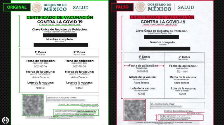 Vacunación COVID: Estas son las diferencias entre un certificado original y falso