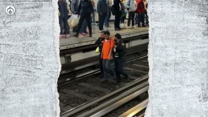 Metro: así sacaron a borracho caminando desde las vías en Tacuba