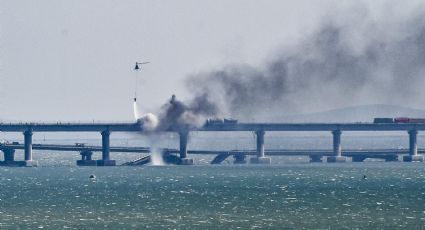 Las impactantes FOTOS de la explosión del único puente que une a Crimea con Rusia