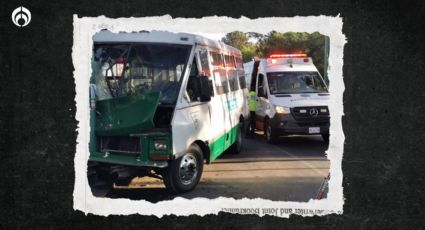 (FOTOS) Microbús se estampa en poste de la GAM; hay al menos 15 heridos