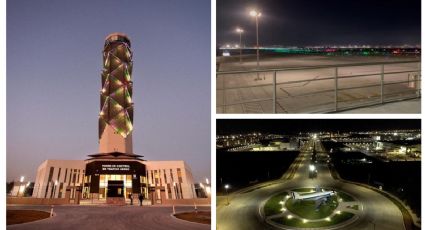 "Engalanan" al AIFA: iluminan al aeropuerto con la bandera mexicana (VIDEOS)