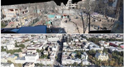 (FOTOS) Rusia y Ucrania: antes y después de Kiev tras los bombardeos de Putin