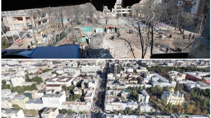 (FOTOS) Rusia y Ucrania: antes y después de Kiev tras los bombardeos de Putin